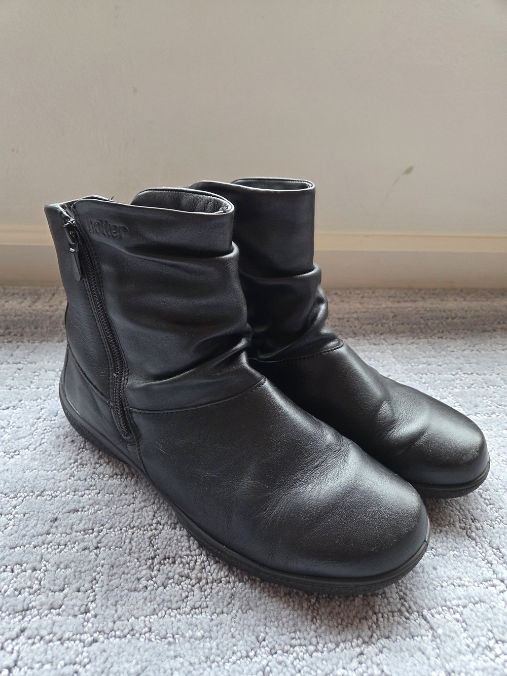 hotter Whisper Black Slouch Zip-Sides Ankle Boots